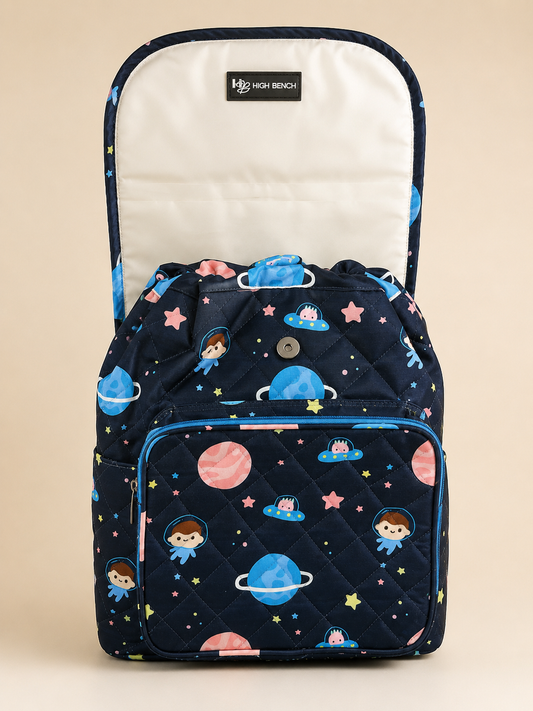 Personalised Kids Blue Star Planet Drawstring Backpack