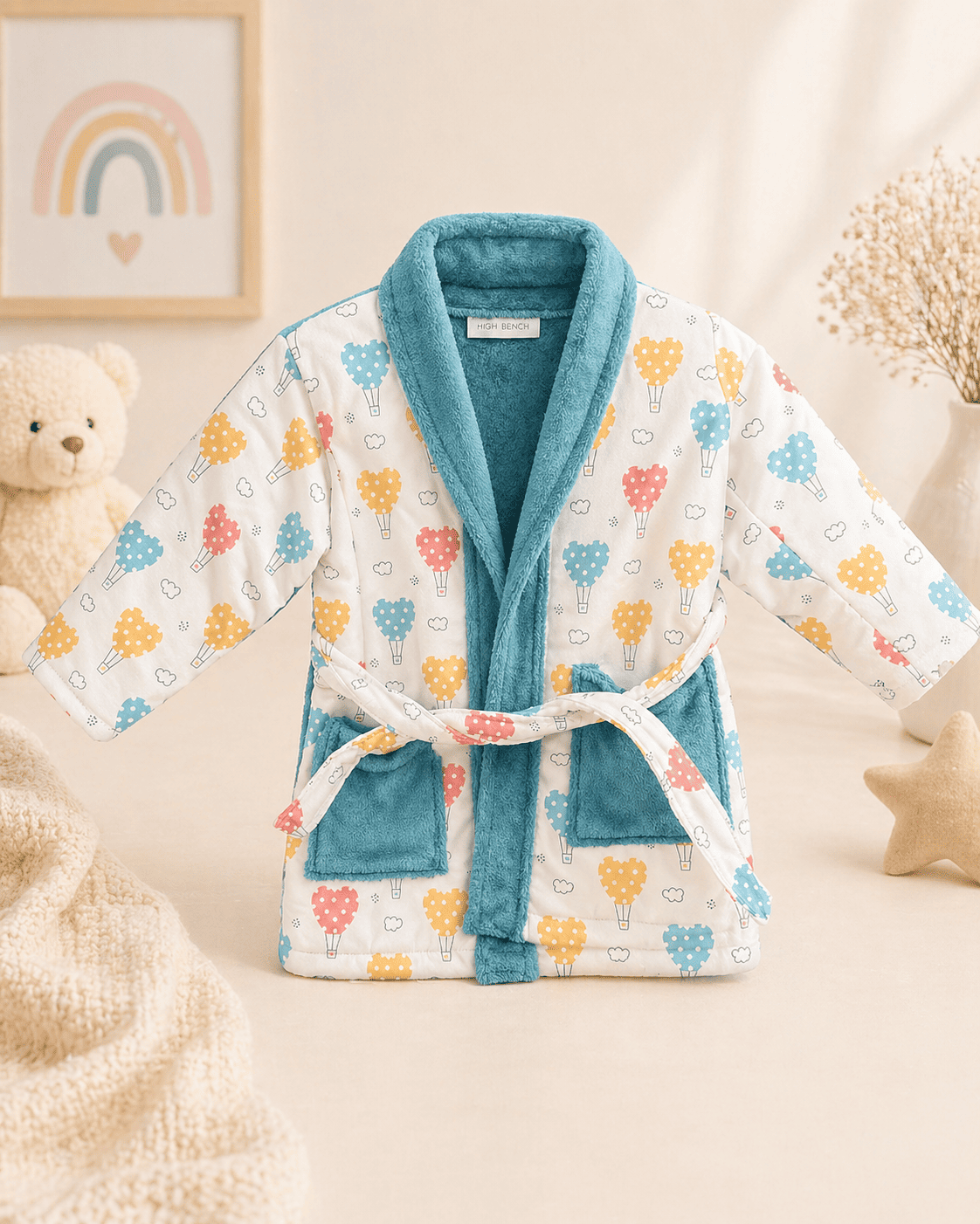 Personalised Kids Parachute Heart Bathrobe
