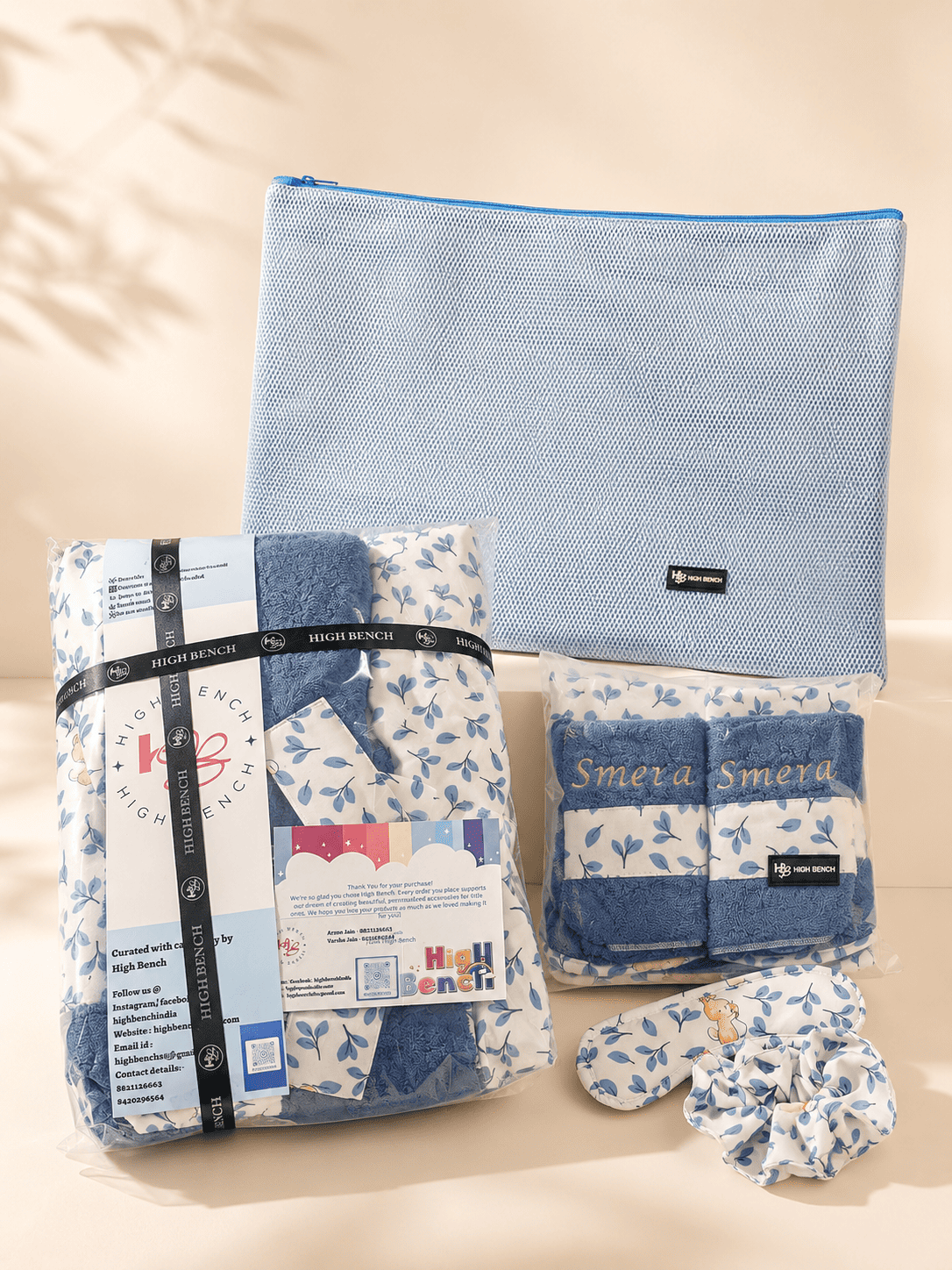 Personalised kids Bunny Leaves Bath Set