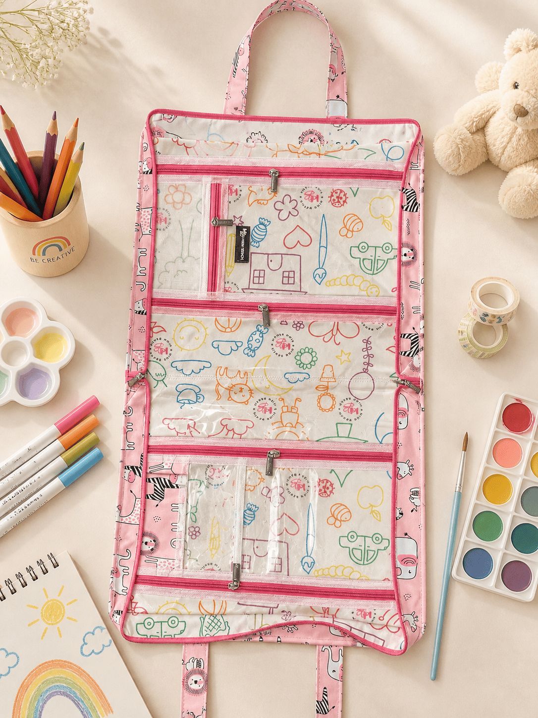 Personalised Pink Jungle Art Drawing kit Bag