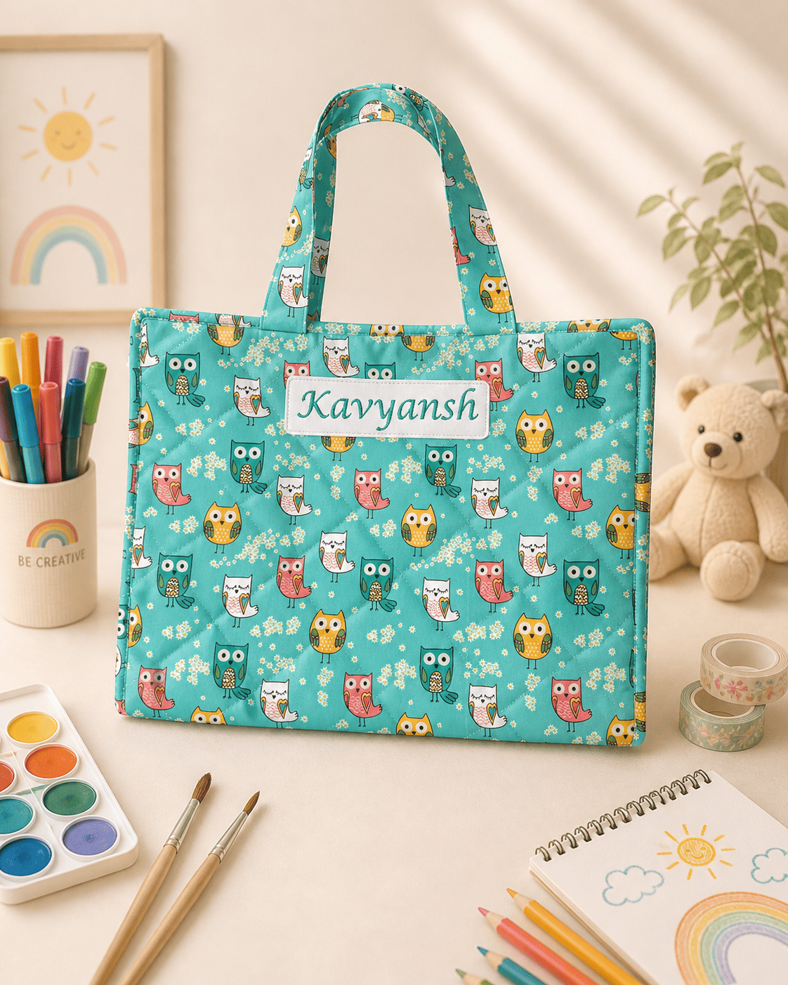 Personalised Owl Art Drawing kit Bag