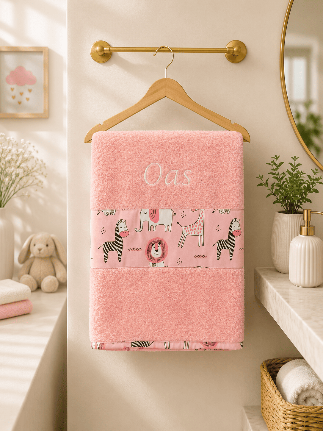 Personalised Pink Jungle Towel