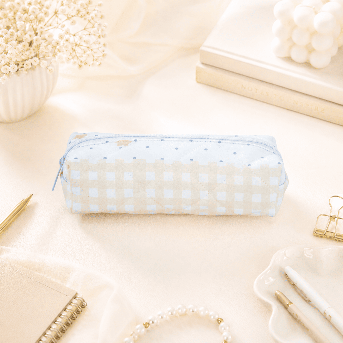 Staarry Gingham Pencil Pouch