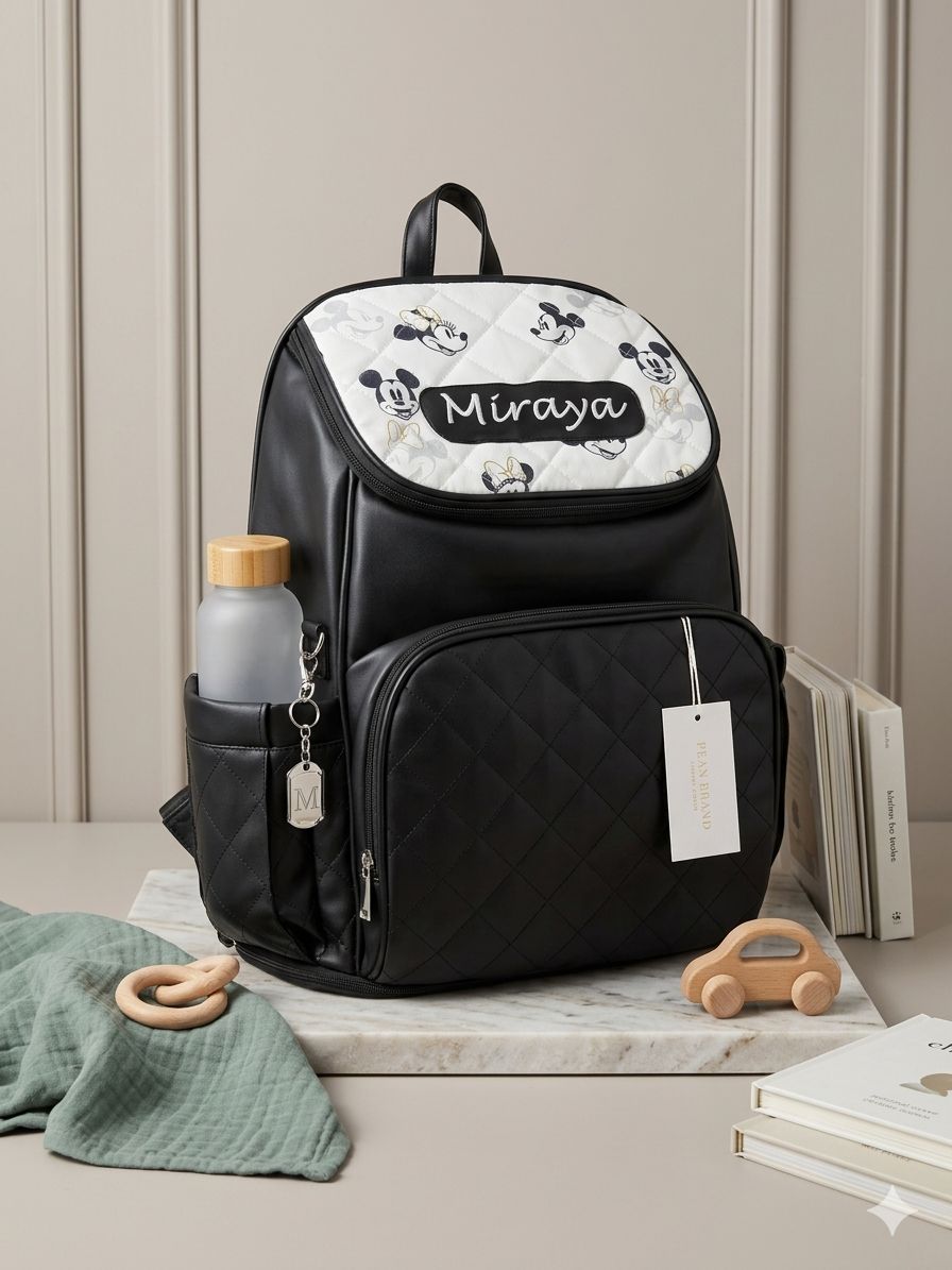 Monochrome Mouse Luxe Diaper Backpack