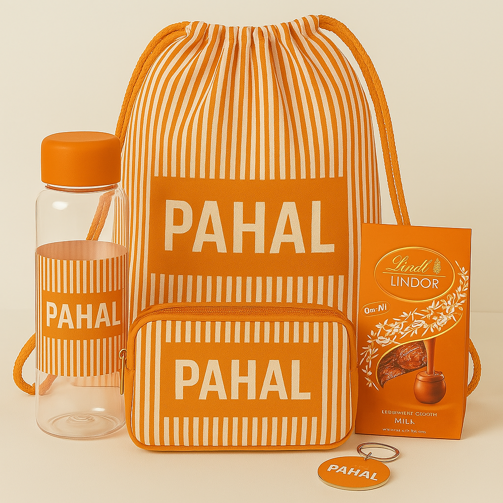 Striped orange swimming bag