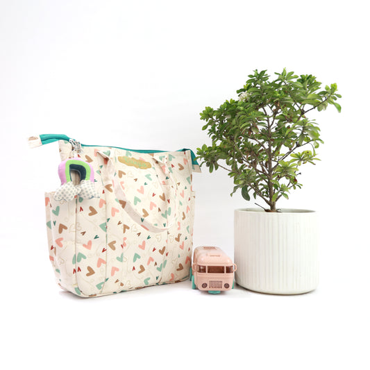 Beige base heart shaped Sling Bag