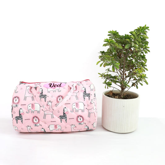 Pink Lion Zebra Duffle Bag