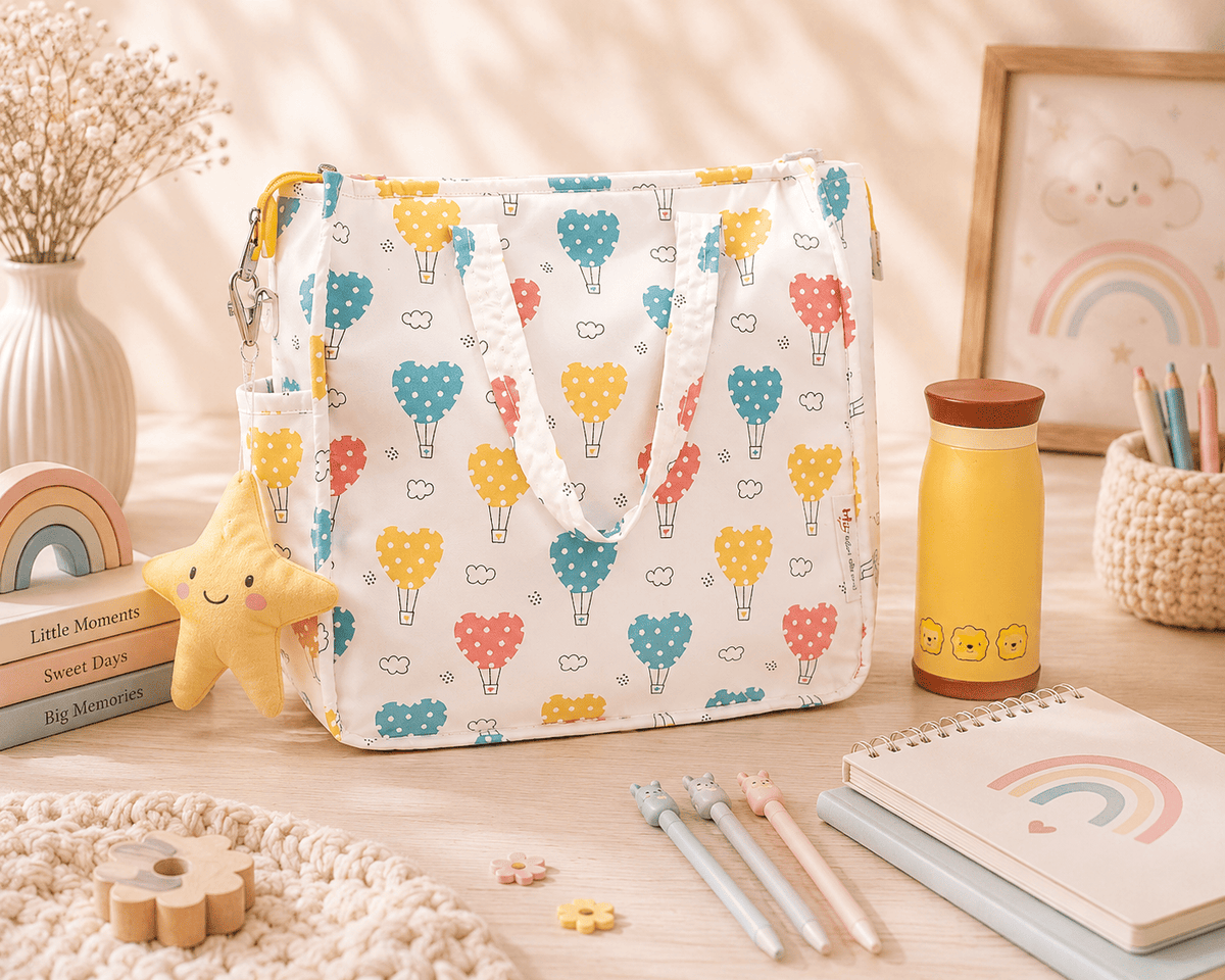 Personalised Kids Parachute Hearts Tote Bag