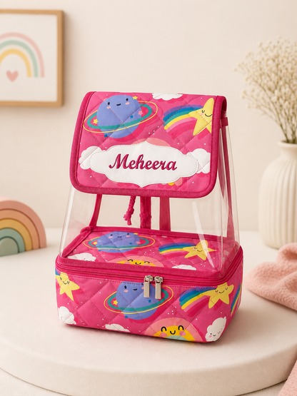 Personalised Pink star Drawstring Backpack