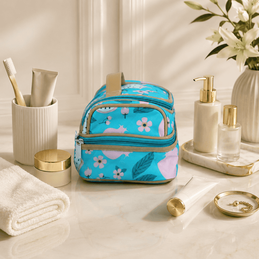 Personalized Mini Aqua Bloom Vanity Bag for Kids