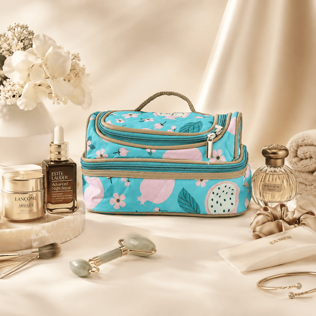 Personalized Mini Aqua Bloom Vanity Bag for Kids