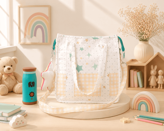Personalised Kids Star Checks Tote Bag