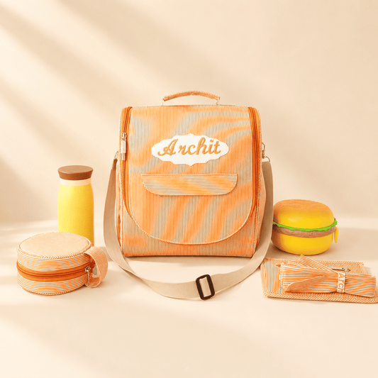 Orange strip lunch bag