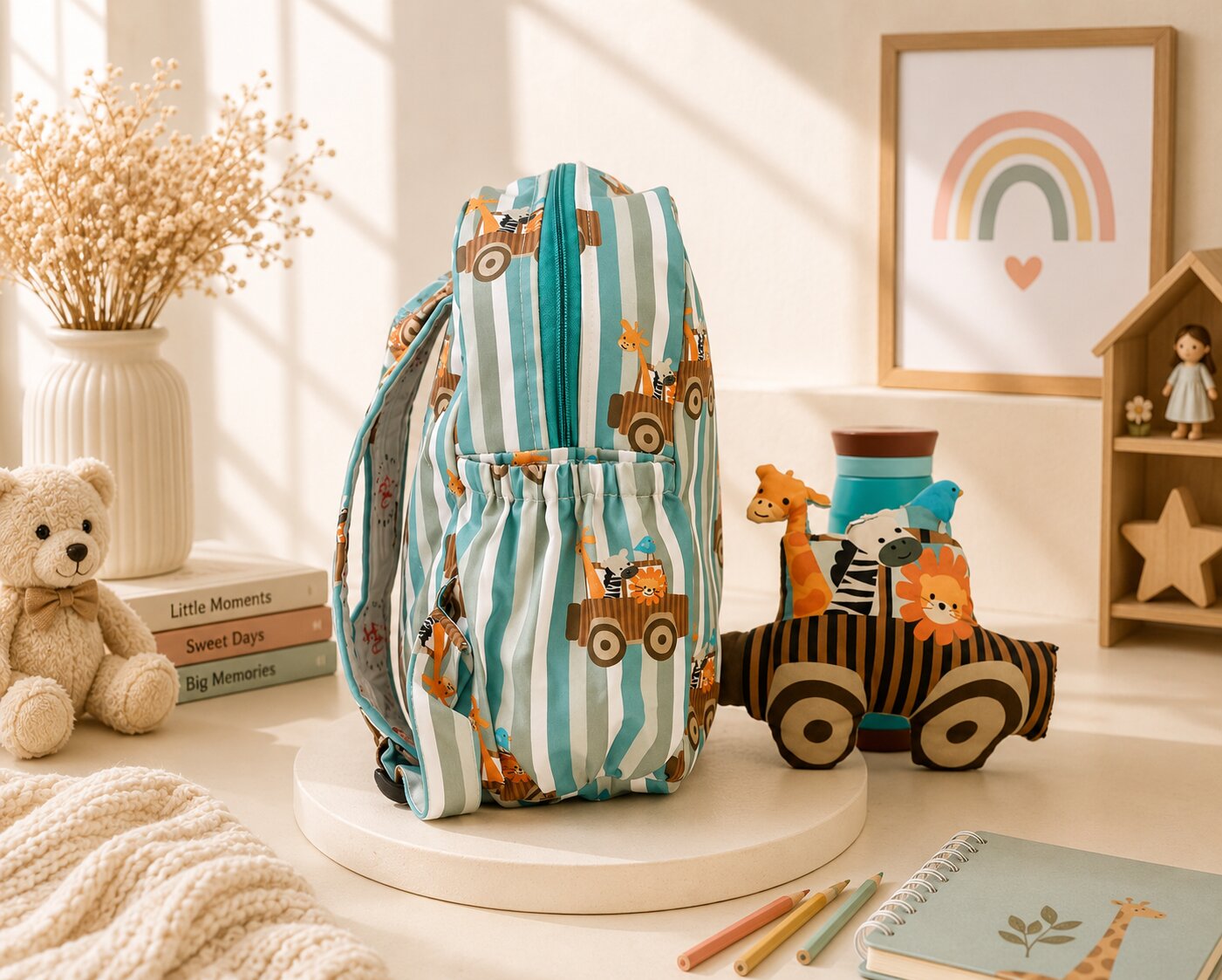 Striped Animal School Bag