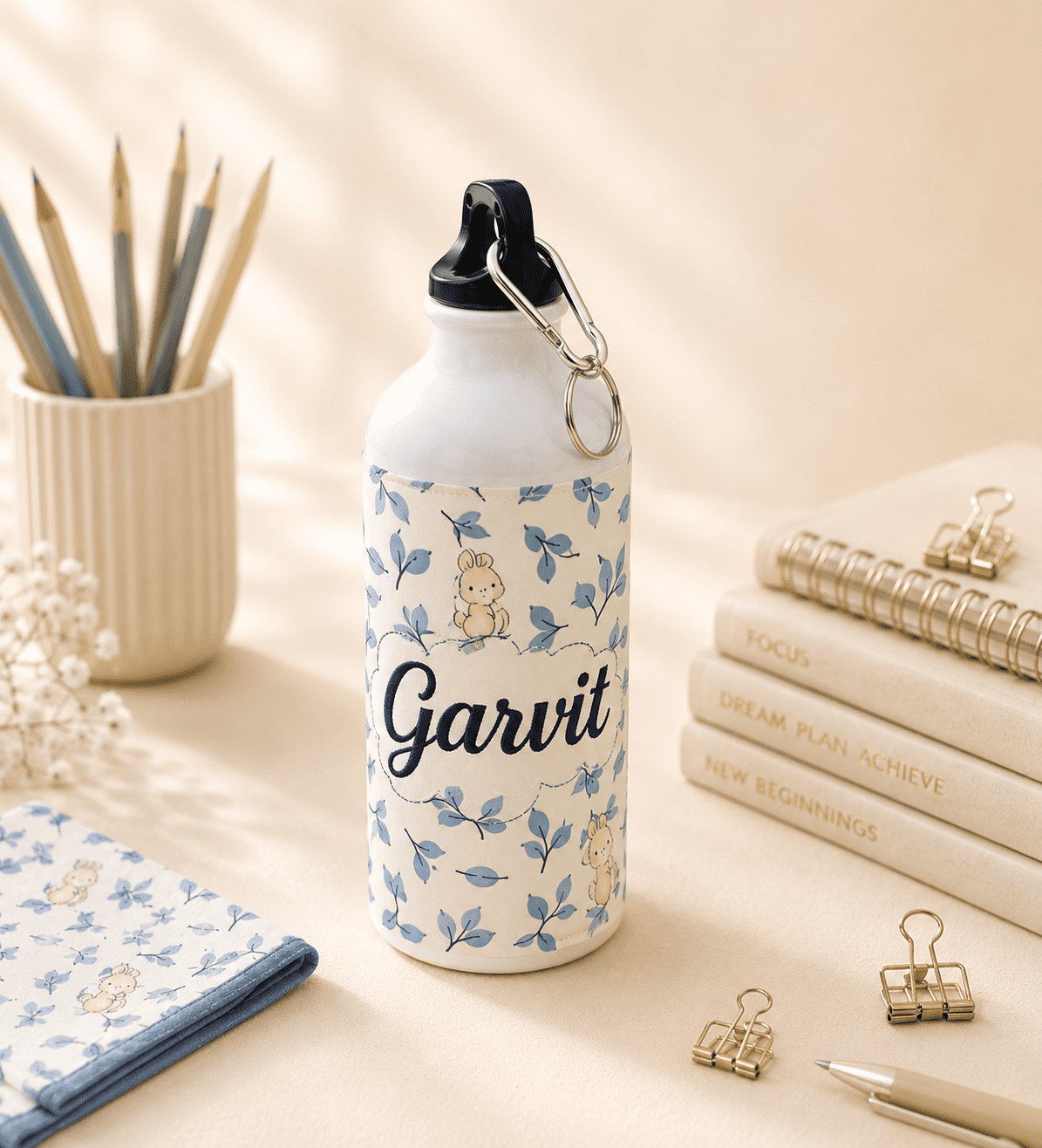 Personalised Bunny Leaves School Essential Kit