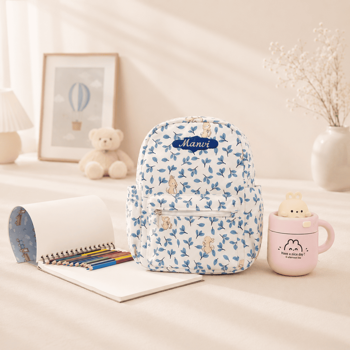 Personalised Bunny Leaves School Essential Kit