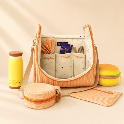 Orange strip lunch bag