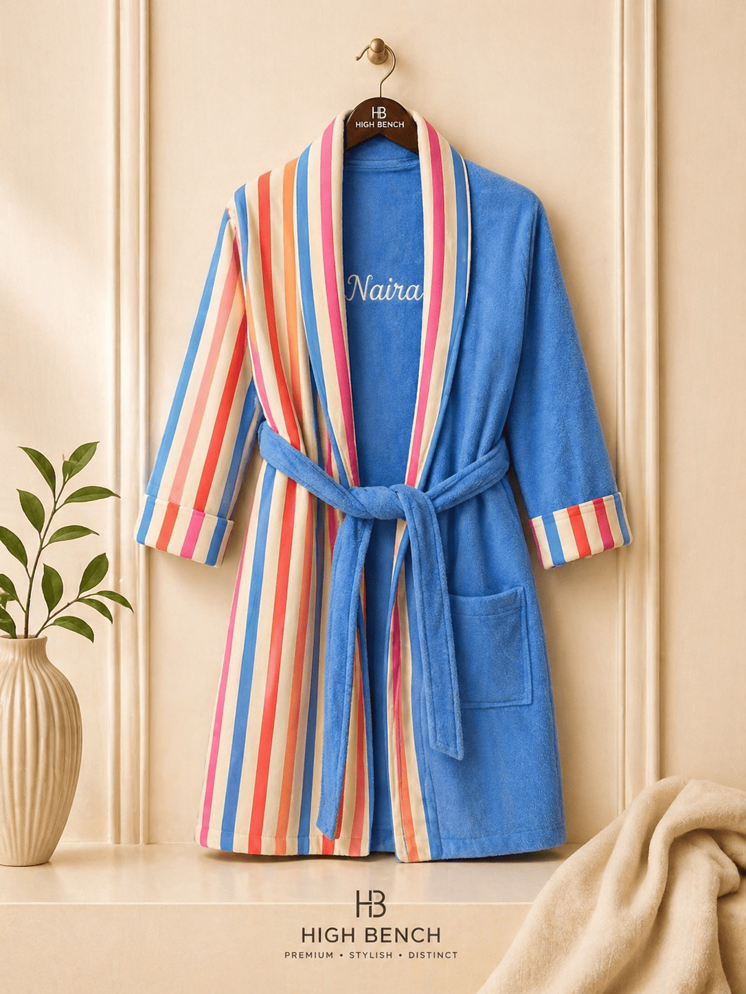 Personalised Kids Colorful Strips Bathrobe