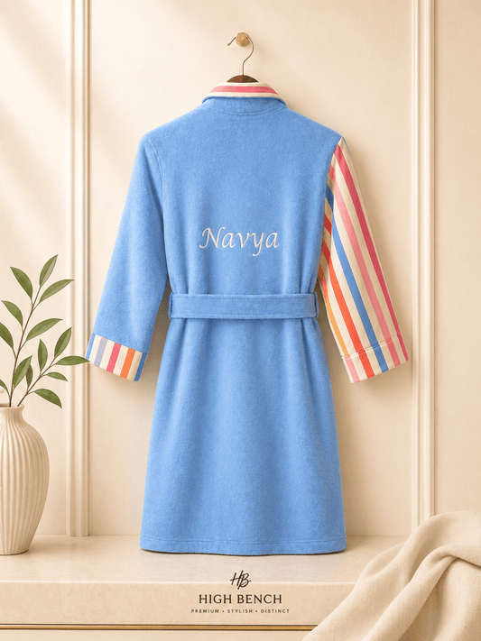 Personalised Kids Colorful Strips Bathrobe