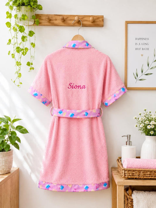Personalised Kids Icecream Lemon Bathrobe