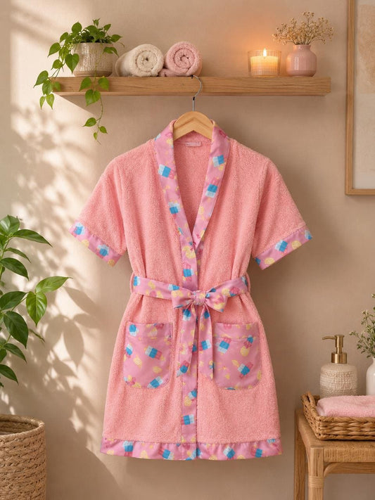 Personalised Kids Icecream Lemon Bathrobe