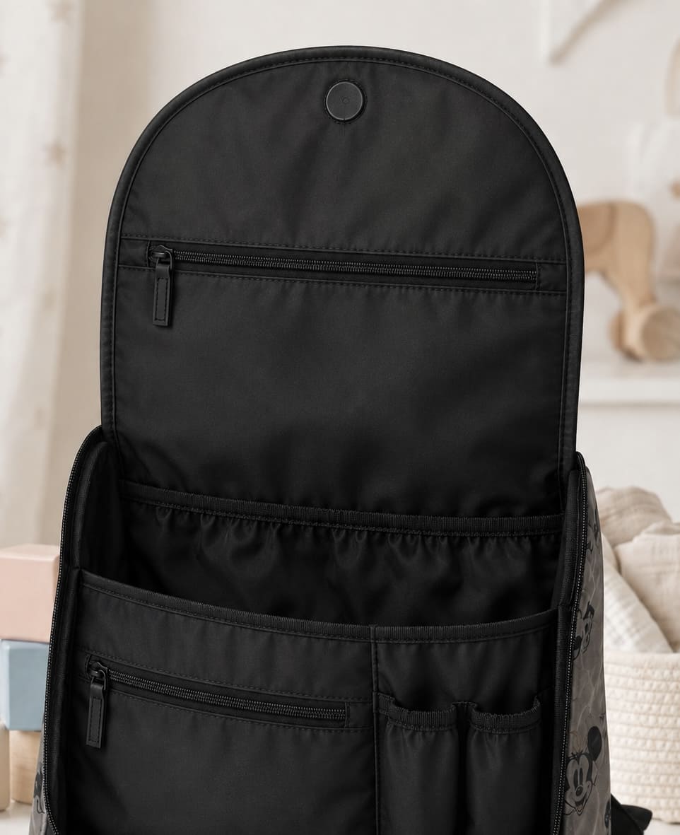 Black leather mickey  Toddler Backpack