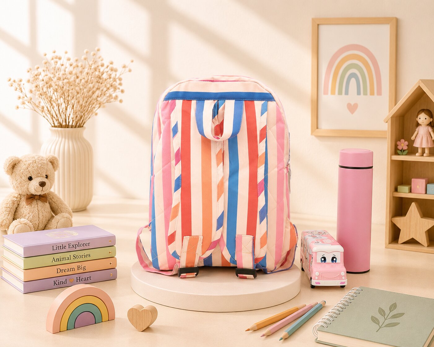 Colorful Strip School Bag