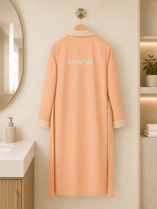 Personalised Kids Orange Stripe Bathrobe