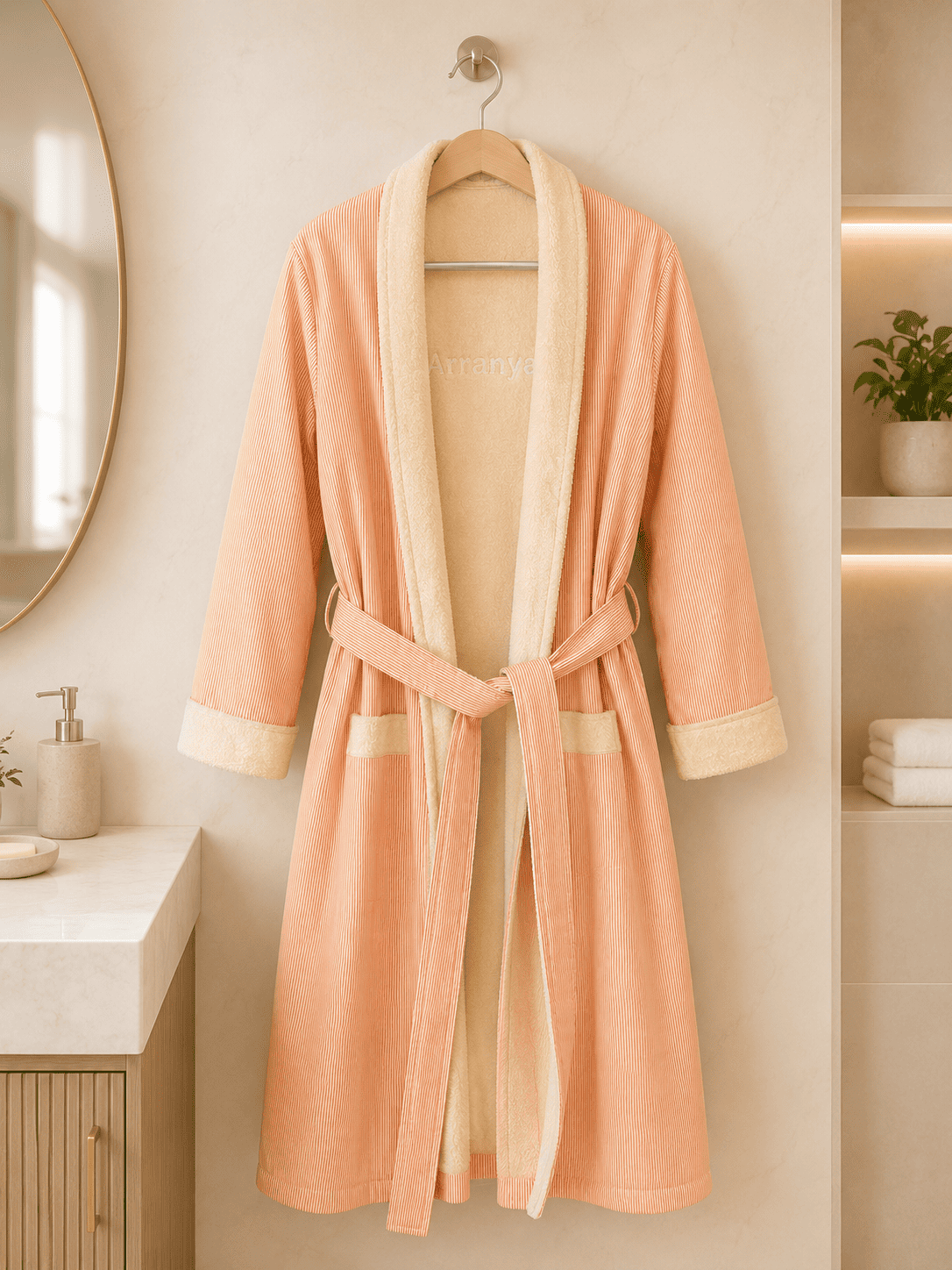 Personalised Kids Orange Stripe Bathrobe