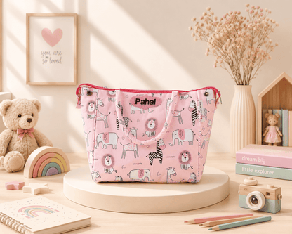 Personalised Kids Pink Jungle Tote Bag