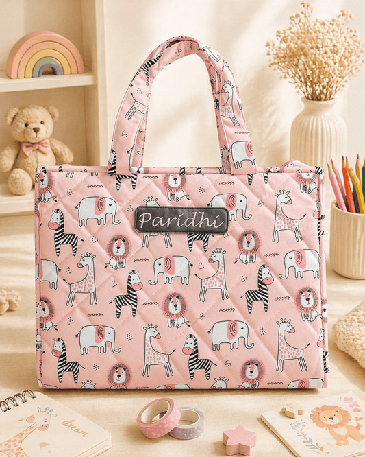 Personalised Pink Jungle Art Drawing kit Bag