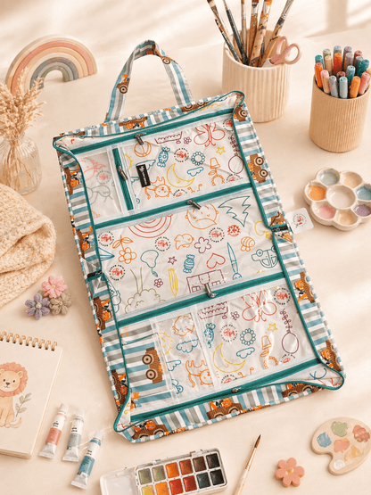Personalised Striped animal car  Art Drawing kit Bag