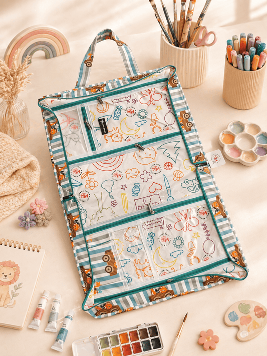 Personalised Striped animal car  Art Drawing kit Bag