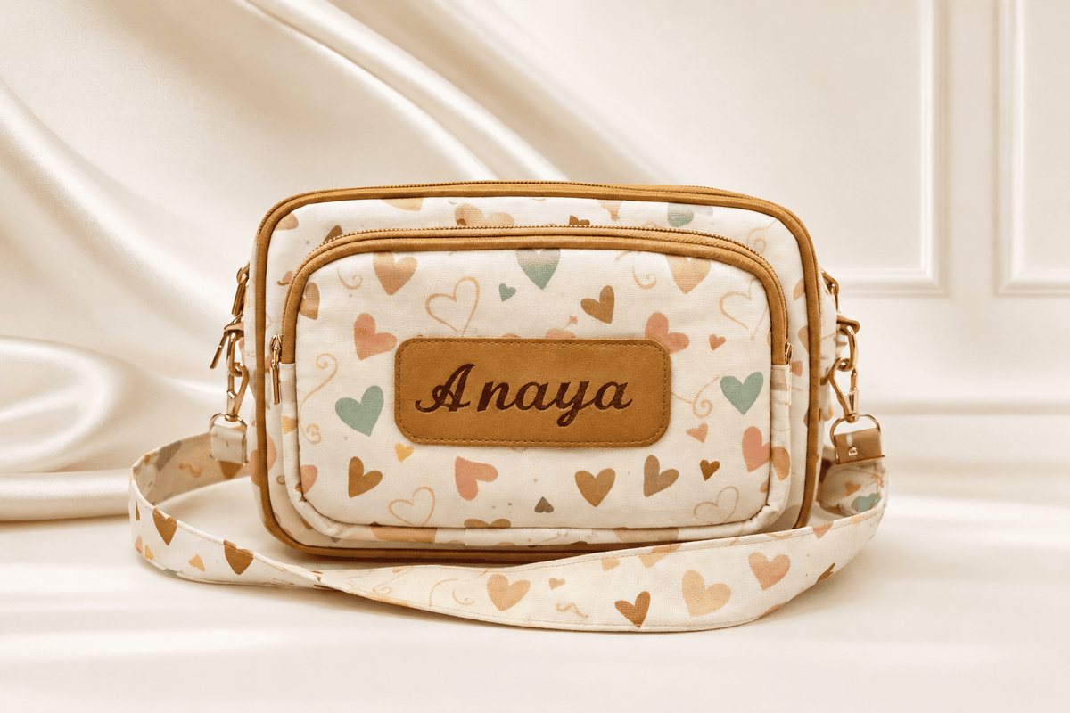Personalised kids Heart  Sling Bag