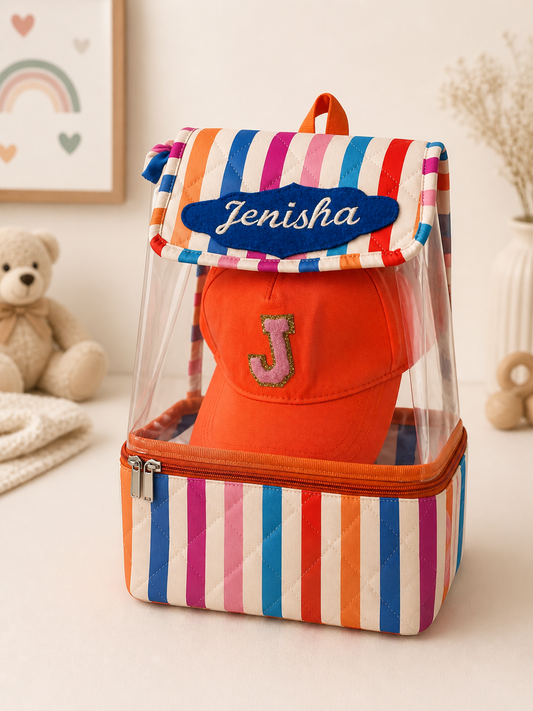 Personalised Colorful Strips Drawstring Backpack