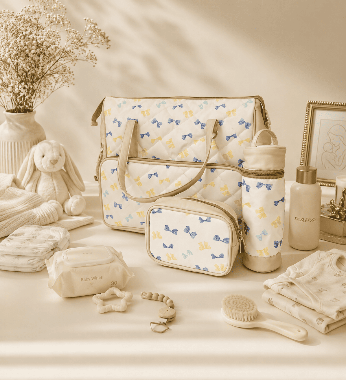 Bow Ties Mommy Bag Set