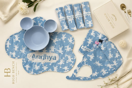 Premium Personalised Kids Bunny Play Sky Dining Kit Set