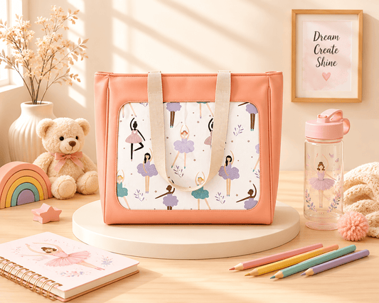 Personalised Kids Peach leather Tote Bag