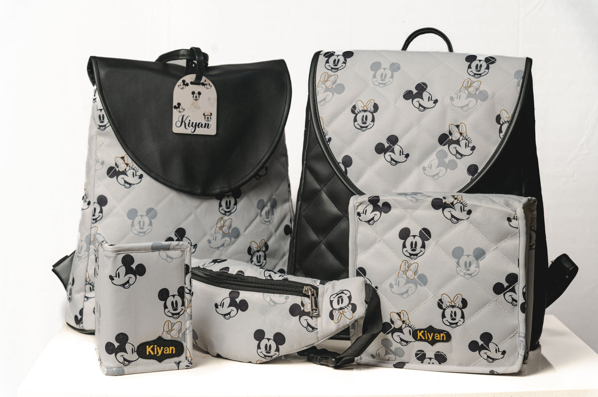 Black leather mickey  Toddler Backpack