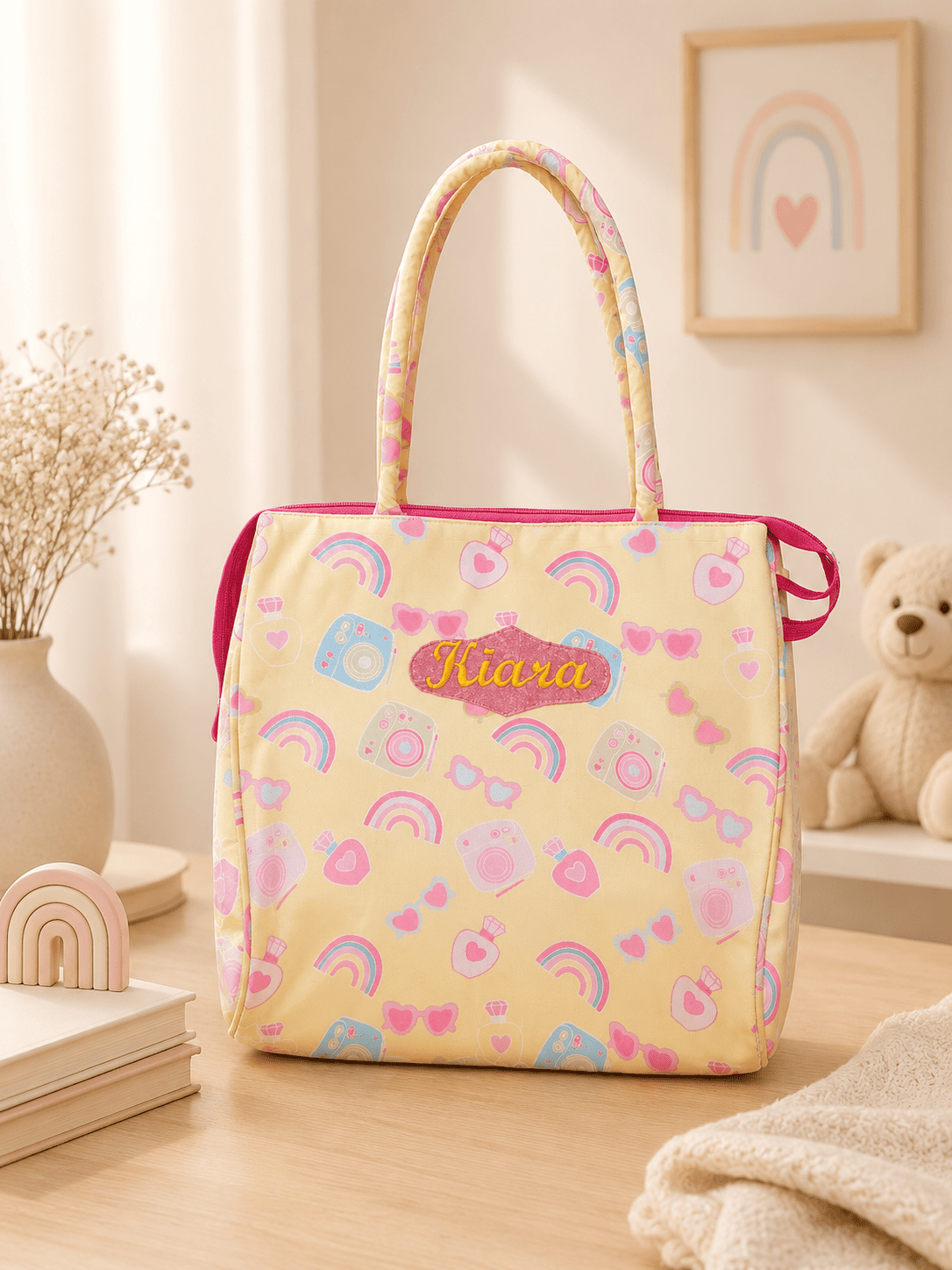 Personalised Kids Camera Rainbow Tote Bag
