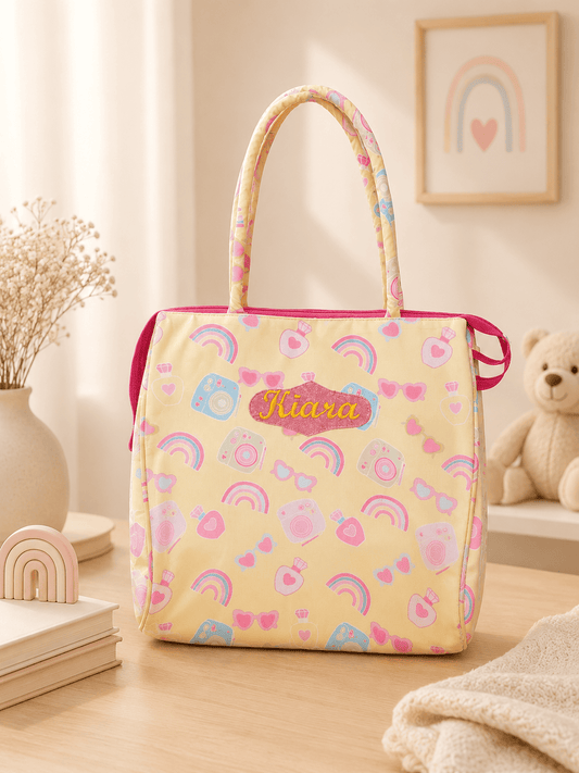 Personalised Kids Camera Rainbow Tote Bag