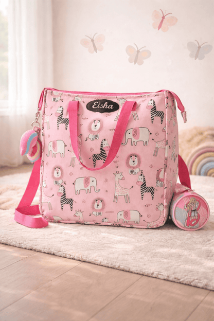 Personalised Kids Pink Jungle Tote Bag