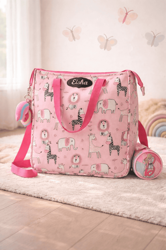 Personalised Kids Pink Jungle Tote Bag