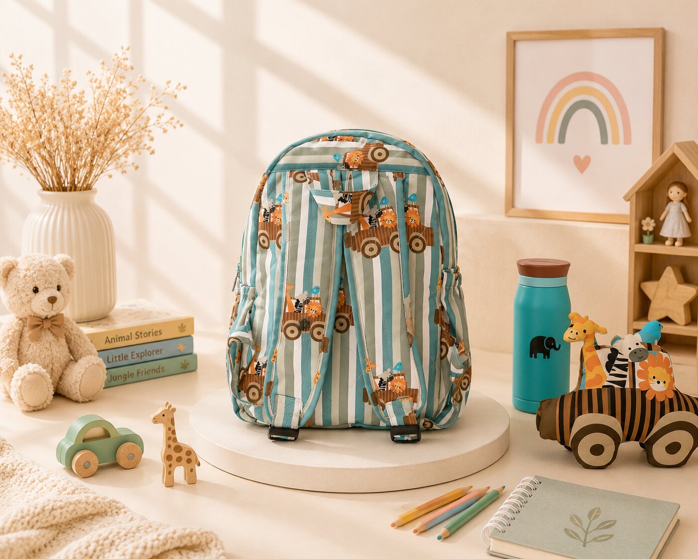 Striped Animal School Bag