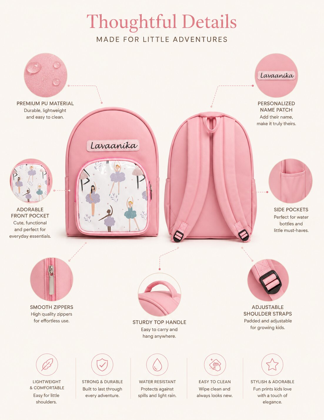Alsa lavender school bag