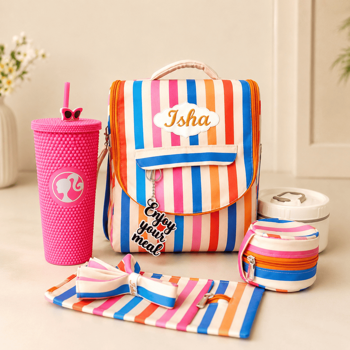 Colorful strips kids Lunch Bag