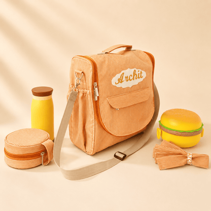 Orange strip lunch bag