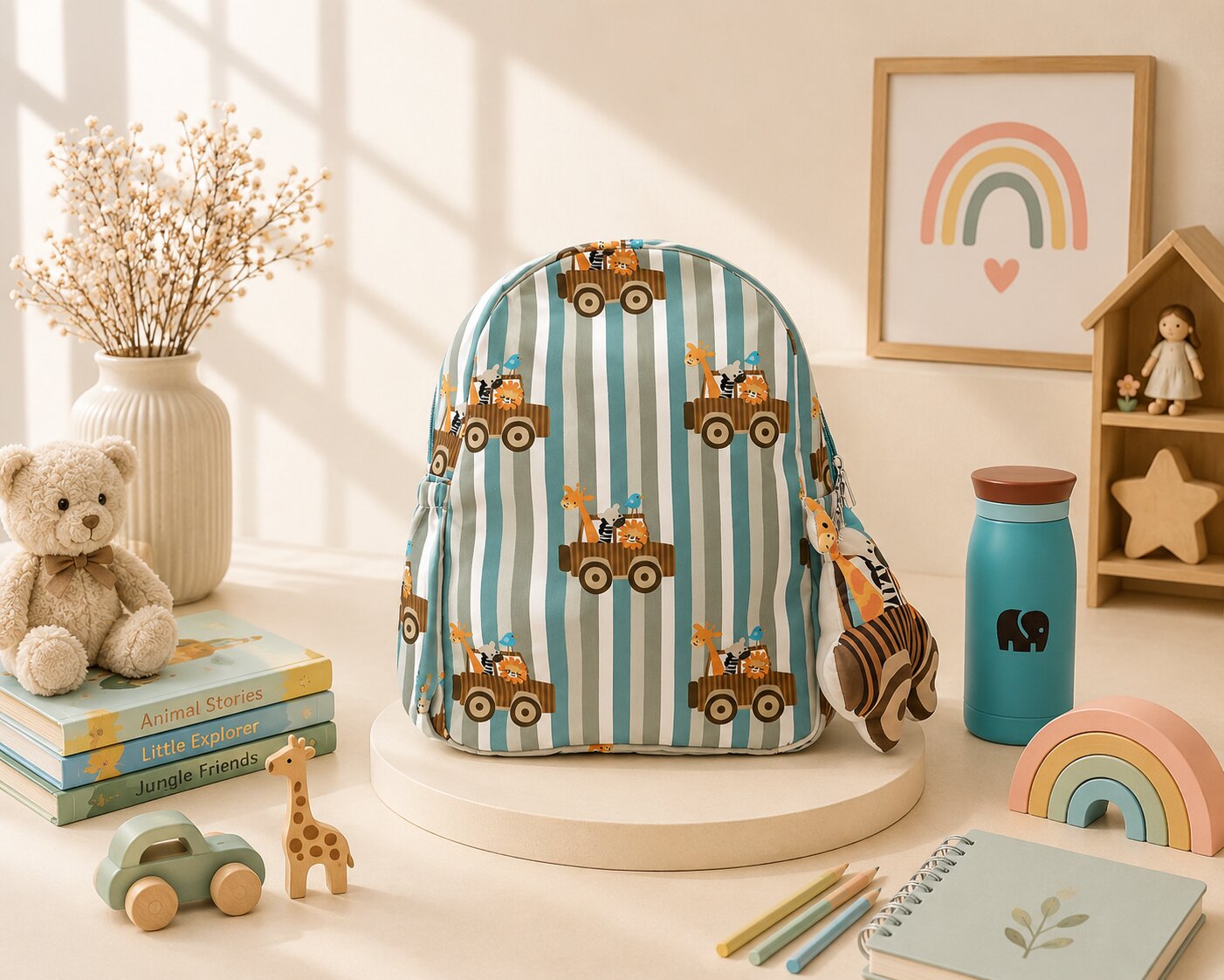 Striped Animal School Bag