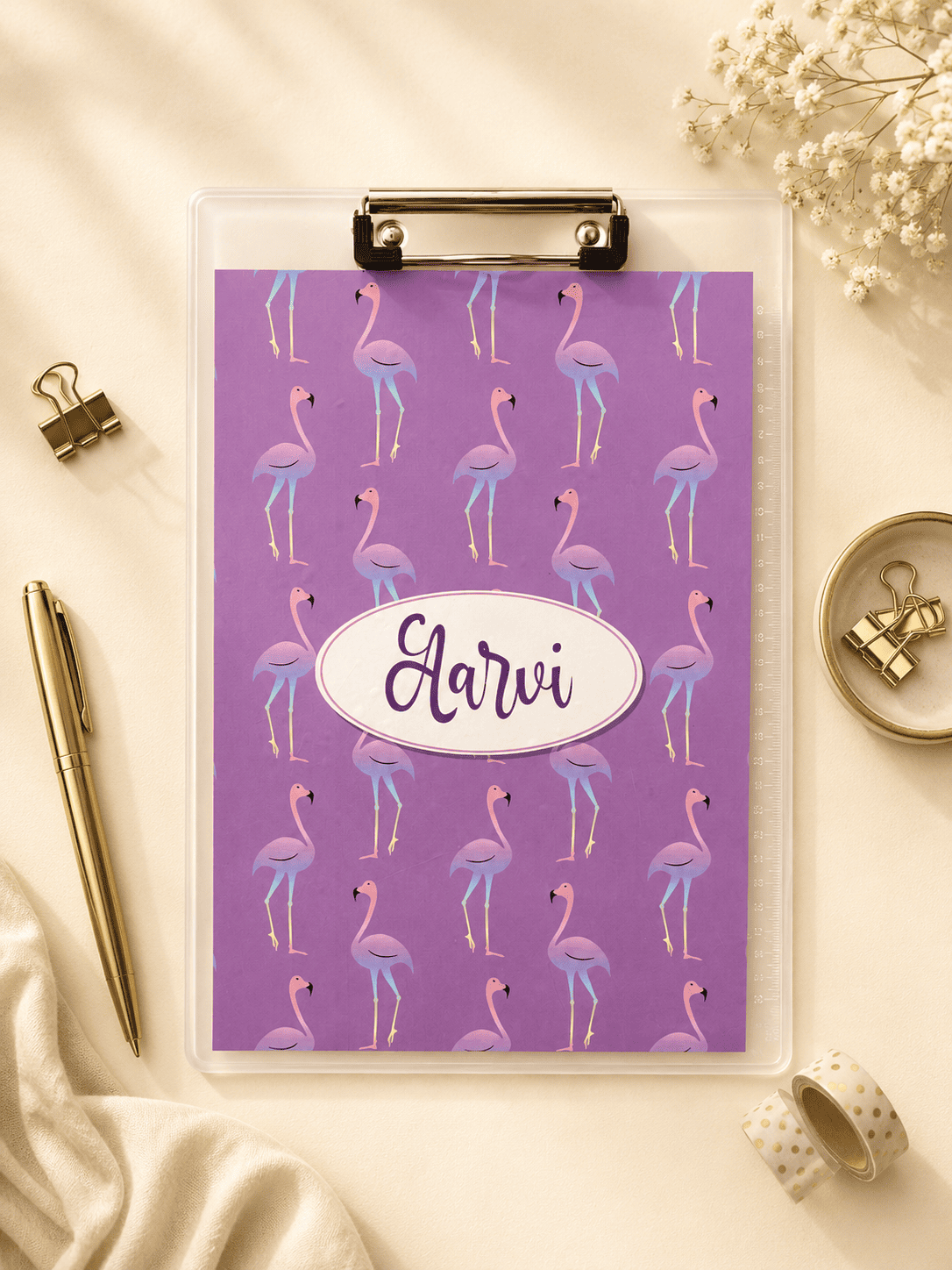 Customised Flamingo ClipBoard For Kids