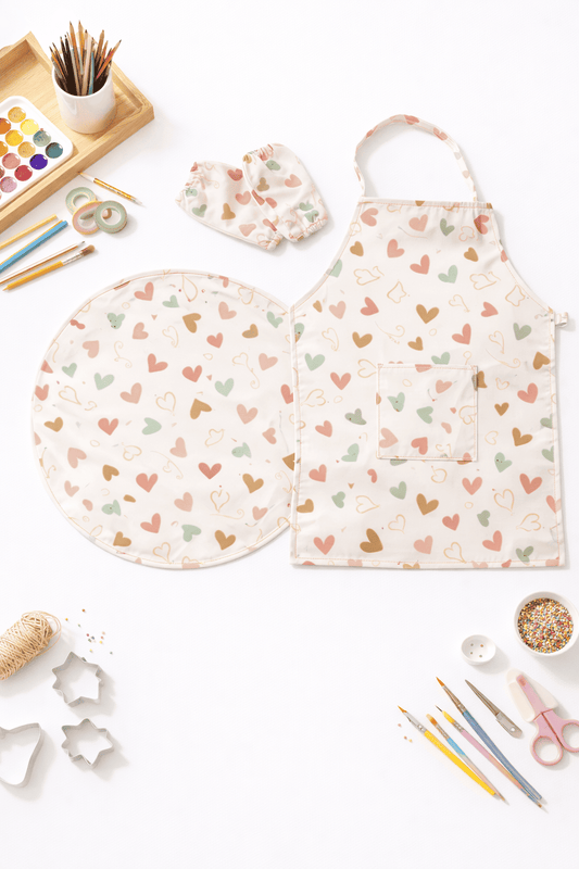 Premium Personalised Kids Heart Apron Set